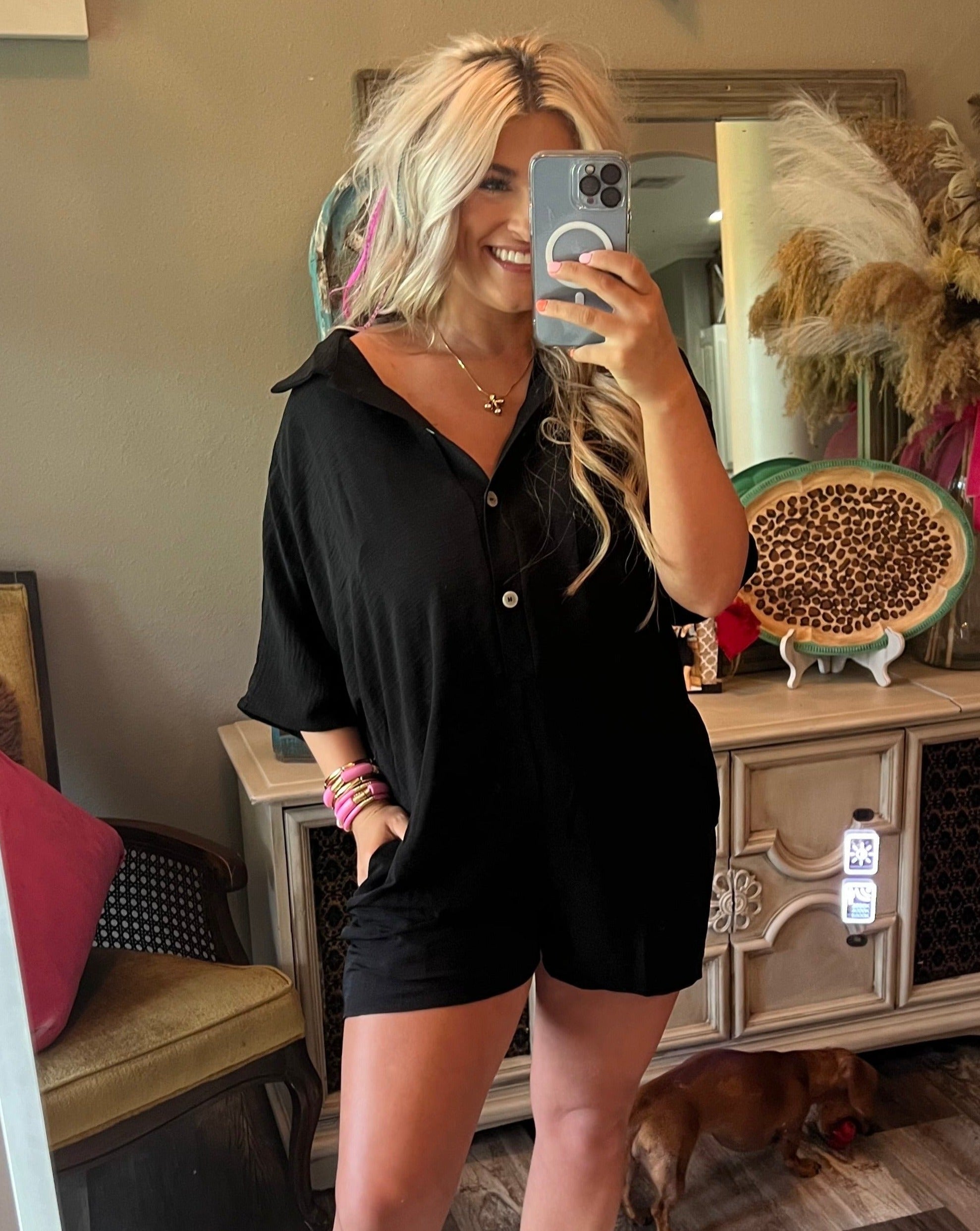 Collared Neck Half Sleeve Romper main image 0