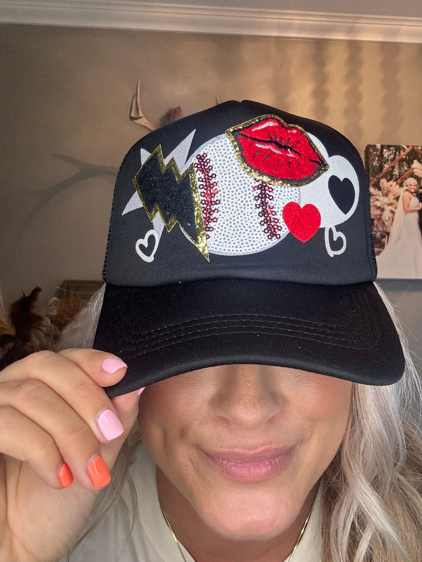 Baseball Patch Trucker Hat [Black -or- Hot Pink]