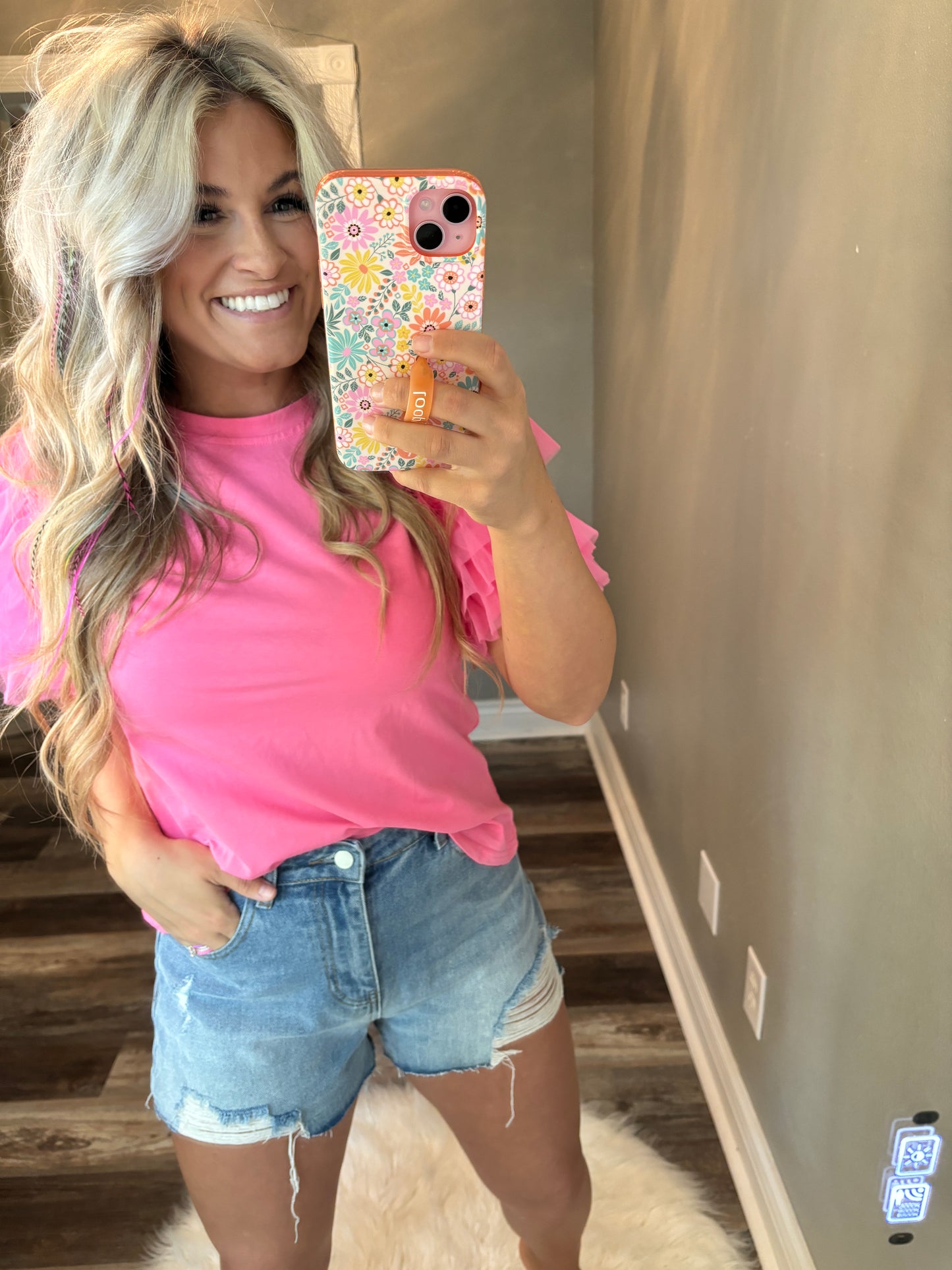 Tulle Ruffled Top [Bubblegum Pink]