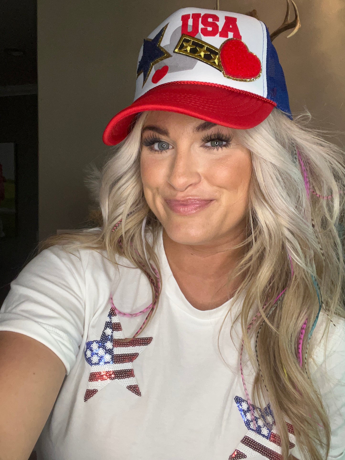 Patriotic Star Patch Trucker Hat [Red, White & Blue]
