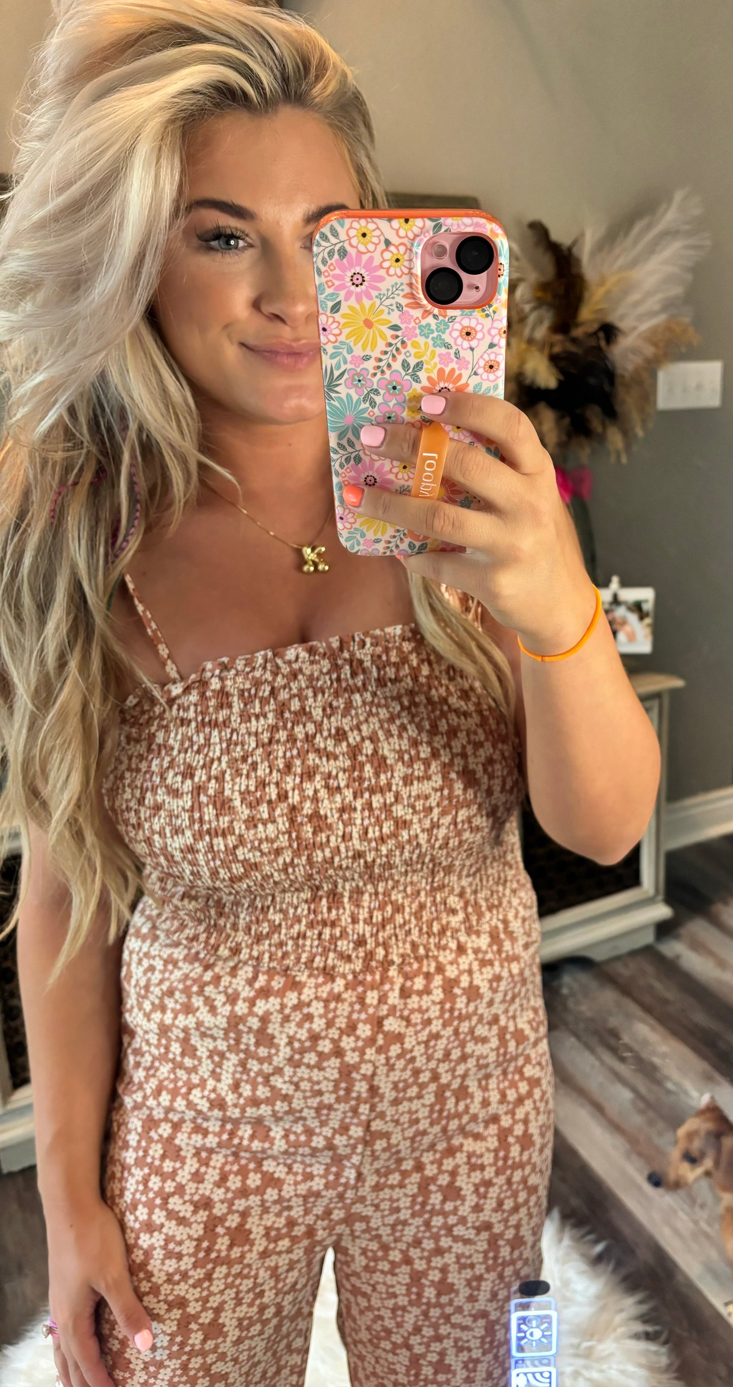 Floral Jumpsuit [Khaki]