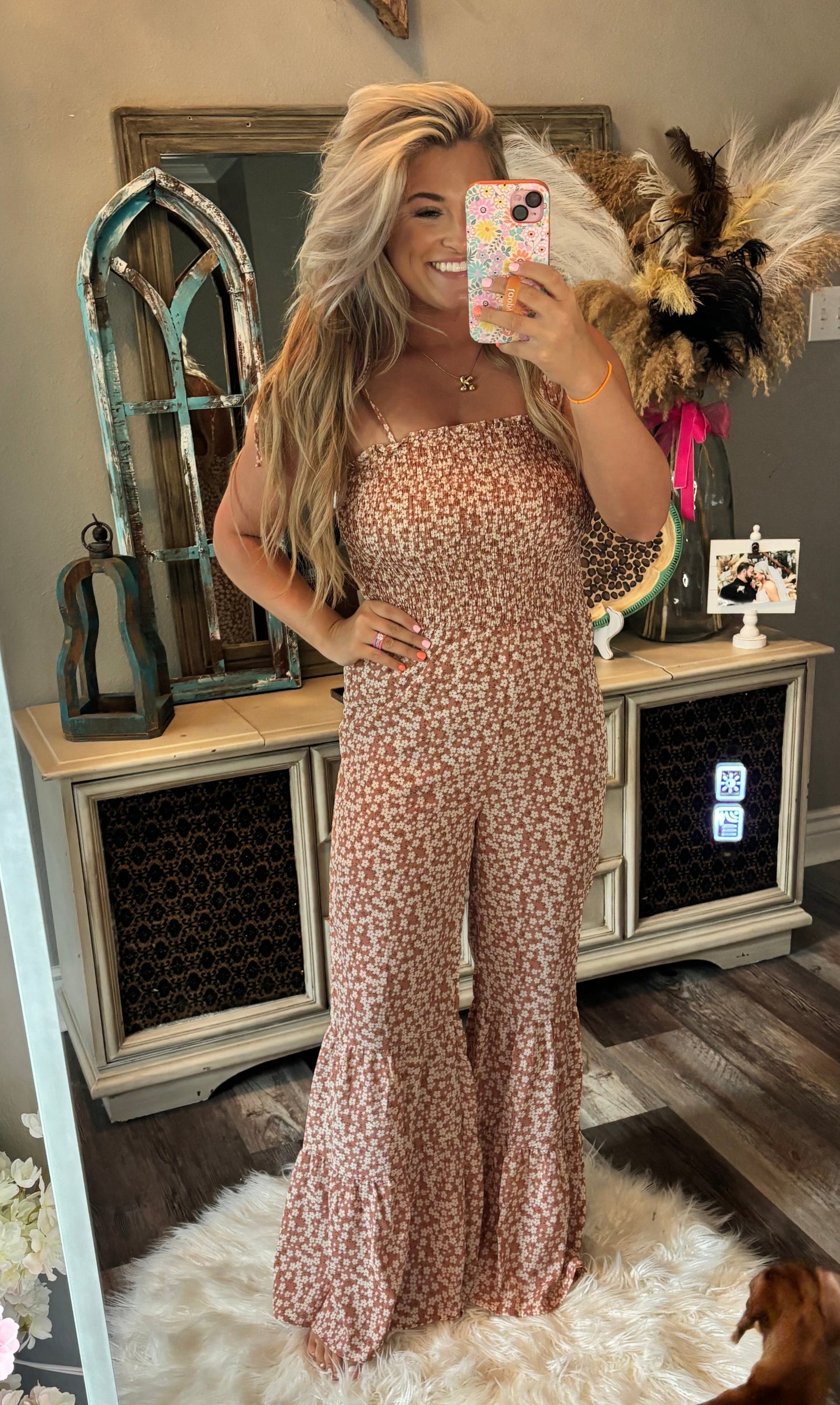 Floral Jumpsuit [Khaki]