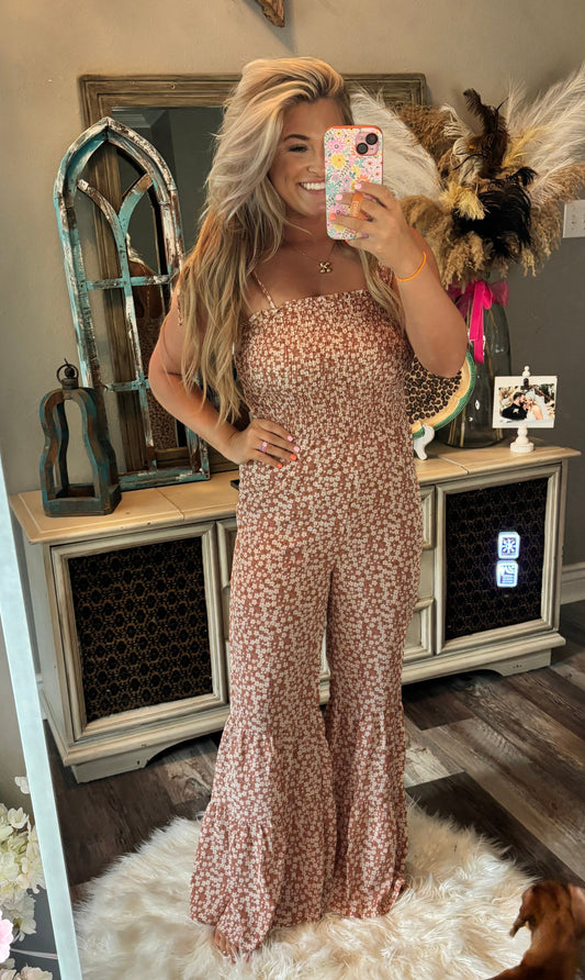 Floral Jumpsuit [Khaki]