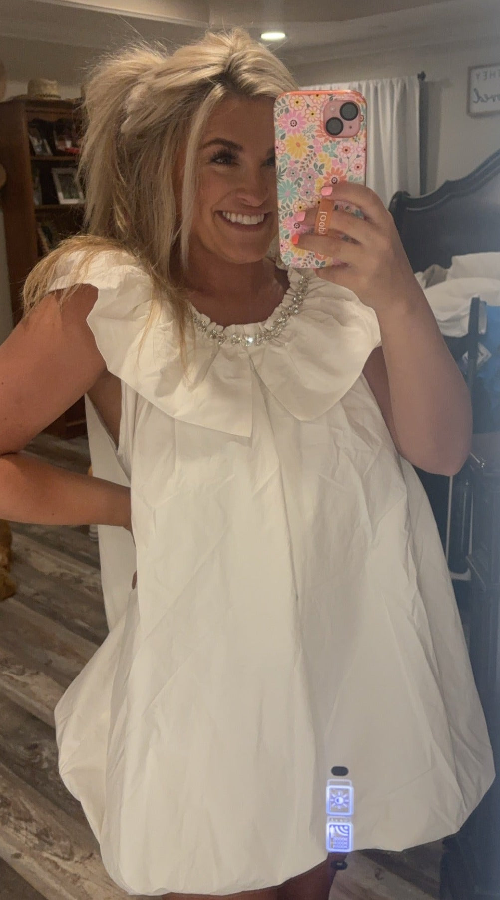 Rhine Stoned Bubble Dress [White]